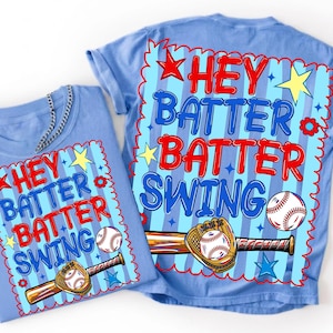 Hey Batter Batter Swing PNG Patriotic Baseball PNG 4th of July Sports Mom Sublimation Design Game Day Shirt Design Red White Blue DTF Digital