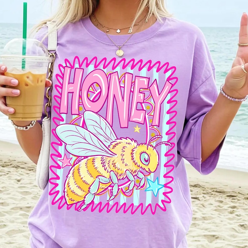 Preppy Honey Bee Shirt Design on a Mockup T-Shirt