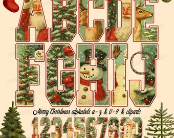 Christmas Alphabet PNG Bundle: Festive Holiday Clipart (Digital Download