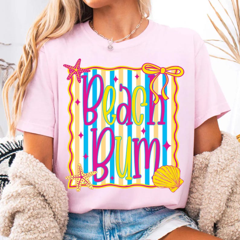 Neon Summer Sublimation Designs on Shirts and Mugs
