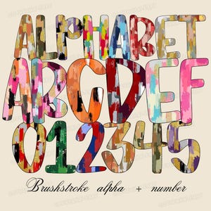 Brushstroke Alphabet PNG Bundle: Colorful Painted Font (Digital Download)