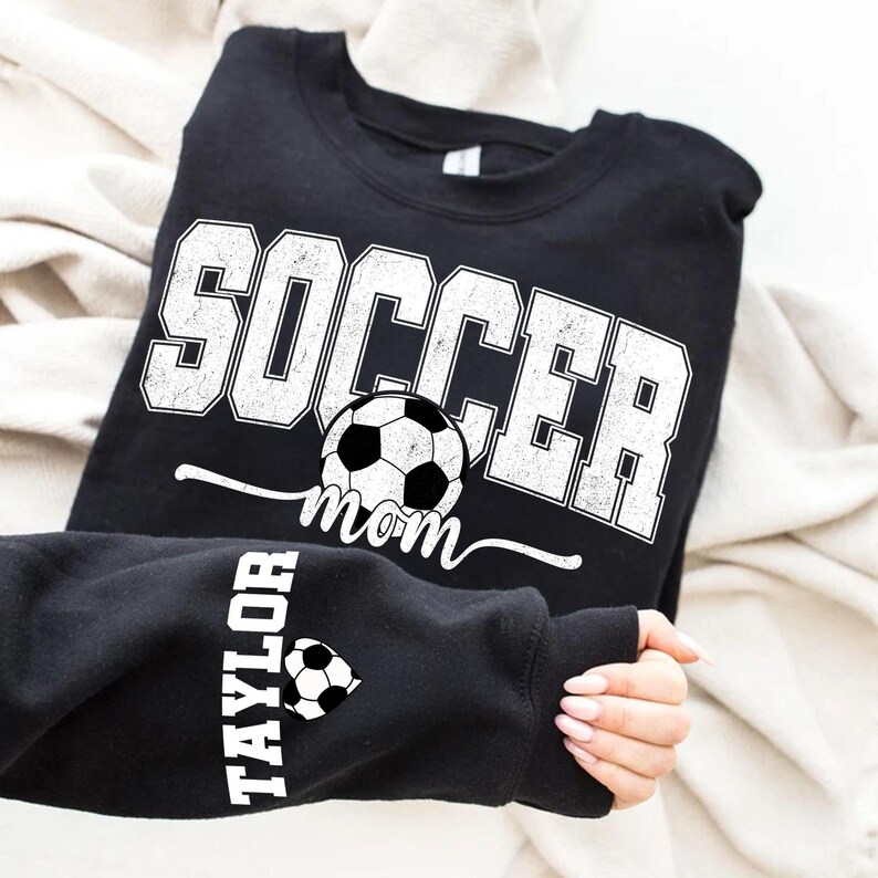 Personalized Soccer Mom PNG, Custom Name on Sleeve, Soccer Mama Design, Fall Season Gift, Gameday Shirt, Mother’s Day Soccer Gift PNG.