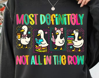 Glitter Ducks Not In A Row PNG Funny Goose Teacher Life Design, School Chaos Doodle Graphic for Back To School Humor Apparel and Merch