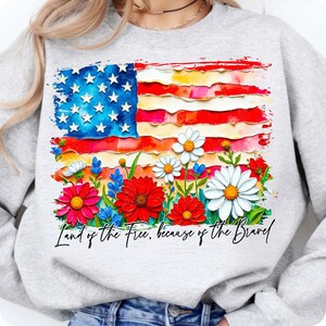 Floral American Flag PNG, USA Patriotic Wildflower Sublimation, 4th of July Memorial Day Design, Girly Oil Paint Brushstroke Flag
