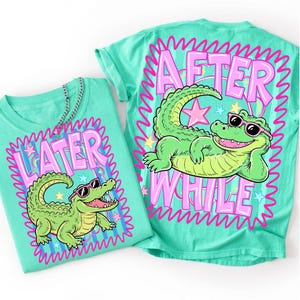 Later Gator PNG After While Crocodile PNG Bundle Summer Sublimation Design Retro Preppy Alligator Striped Girly DTF Transfer Files