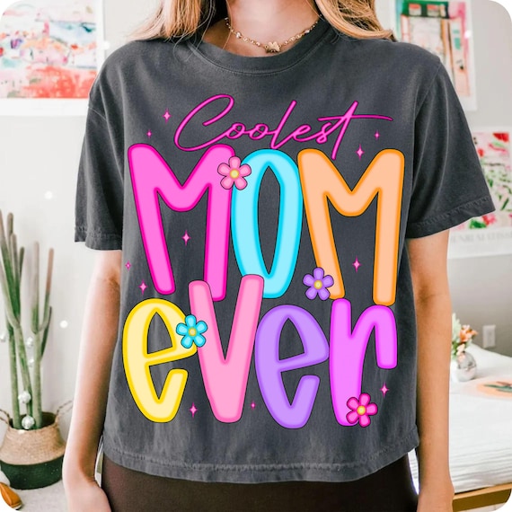 Coolest Mom Ever PNG: Retro Checker Sublimation Design (Digital Download)