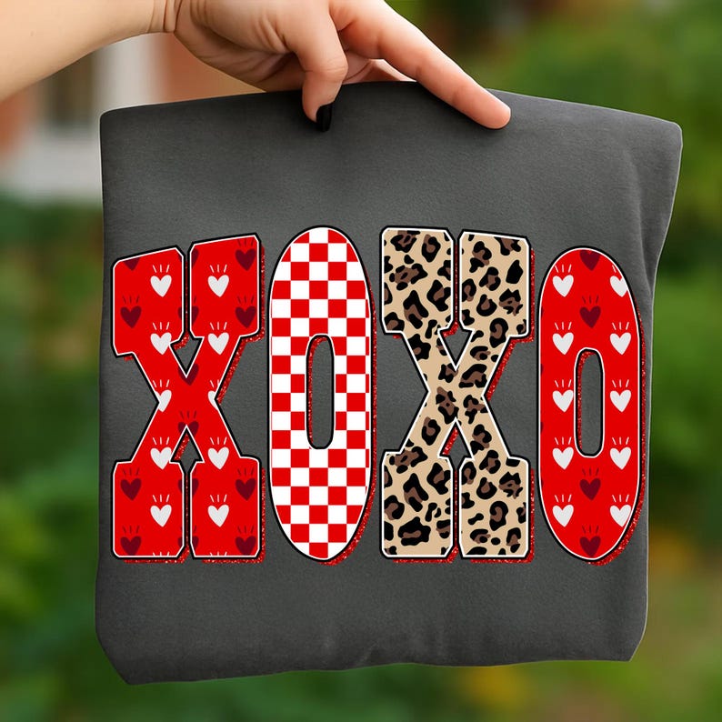 Preppy XOXO Valentine Glitter Png Mama Leopard Checkered Heart Love Be Mine Retro Brushstroke Coquette Christian Jesus Vday Digital Art