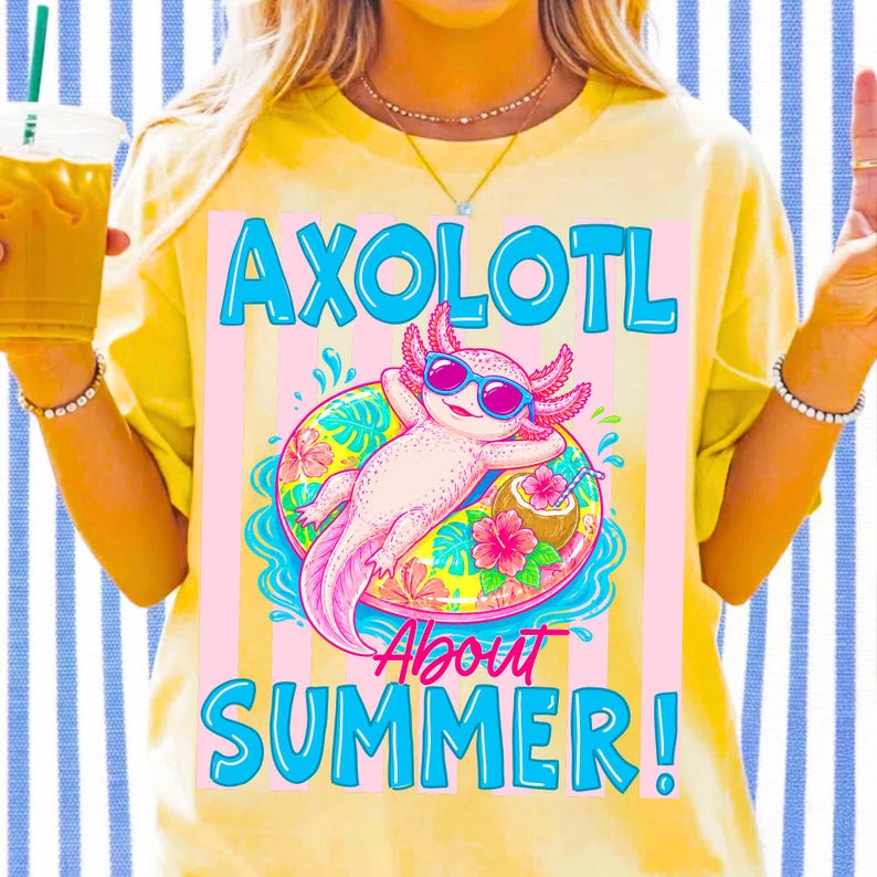 Cute Axolotl Sublimation Design on T-Shirt Mockup
