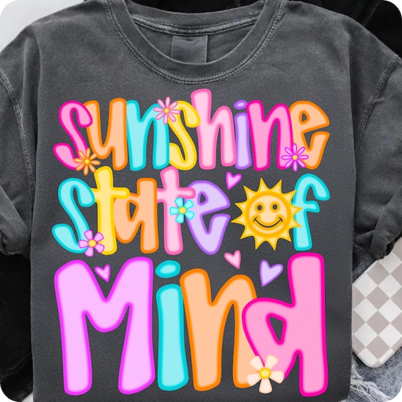 Sunshine State of Mind PNG: Neon Retro Beach Design (Digital Download)