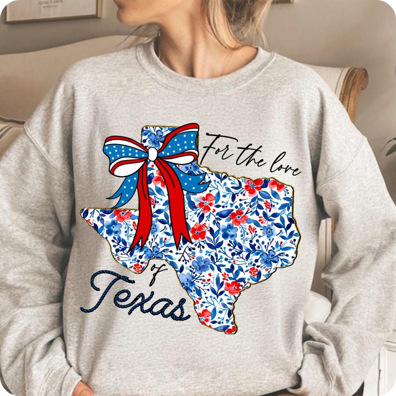4th of July Texas Bow PNG Sublimation Graphic on T-Shirt Mockup