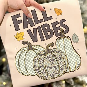 preppy fall png, camo pumpkin png, checkered pumpkin, fall vibes png, sublimation design, dtf transfer file, retro fall graphic, camouflage pumpkin, fall shirt design, thanksgiving png, sage green fall, neutral fall png, cozy season png