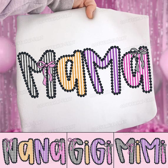 Retro Seersucker Autumn Family PNG Bundle: Preppy Burlap Thanksgiving Shirt Designs for Mama, Gigi, Mimi