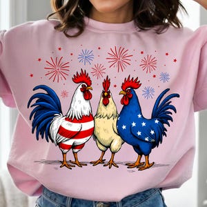 Patriotic USA Chicken PNG, Retro 4th of July Chicken Sublimation, Funny Independence Day Design, Vintage Red White and Blue Clipart