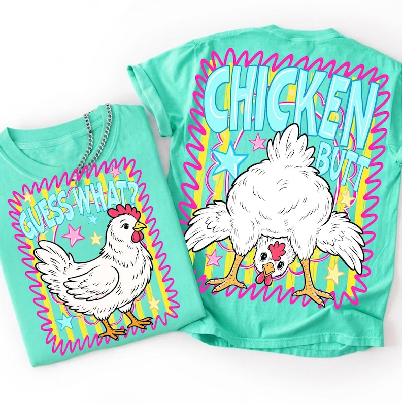 Funny sarcastic chicken sublimation graphic on a t-shirt mockup