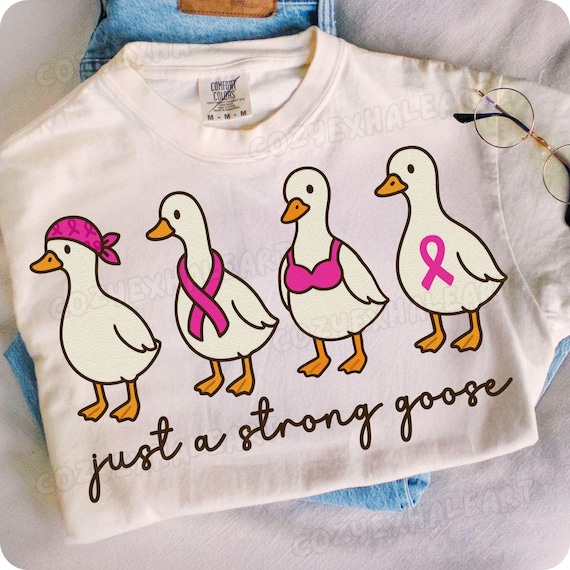 Pink Ribbon Goose Coquette Digital Design: Breast Cancer Awareness PNG Download for October