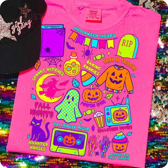 Retro Boho Halloween Ghost Clipart: Spooky Autumn Vibes for Sublimation & Digital Design