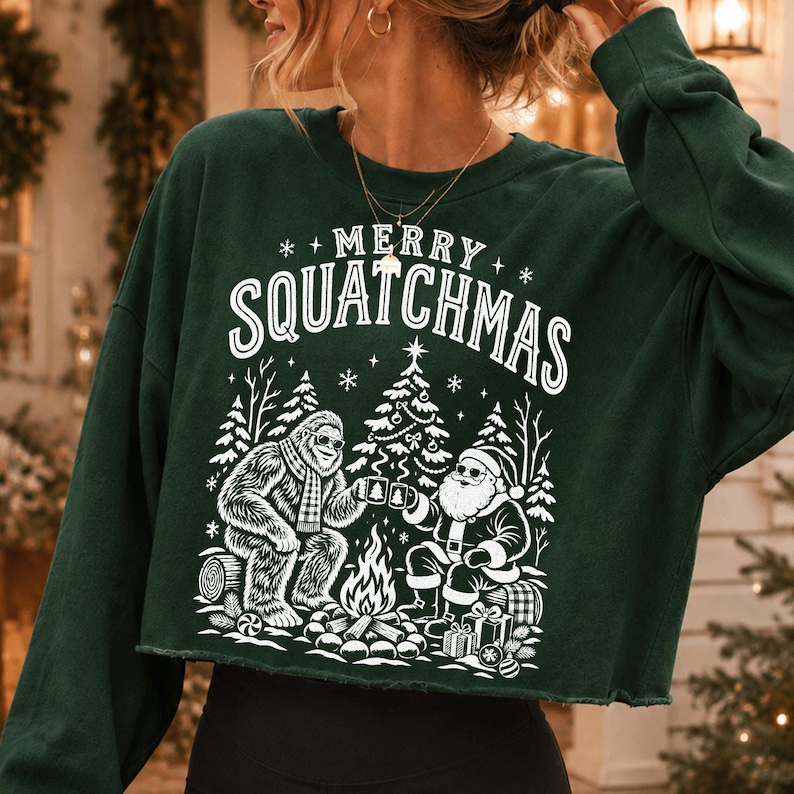 Image of Merry Squatchmas Bigfoot Santa Campfire PNG (Digital Download)