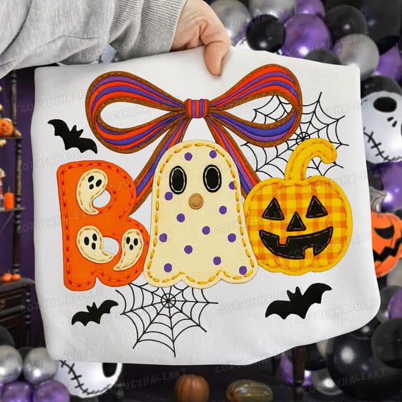 Preppy Floral Ghost Pumpkin PNG: Coquette Halloween Sublimation (Digital Download)
