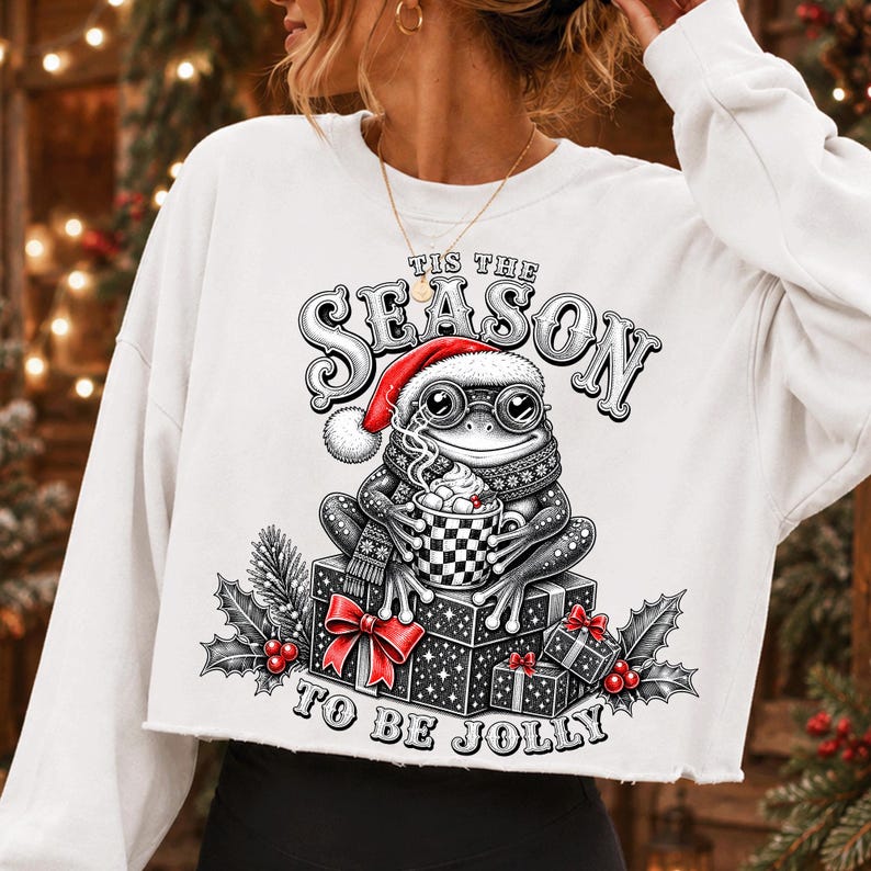 Retro Christmas Frog PNG Digital Download Design