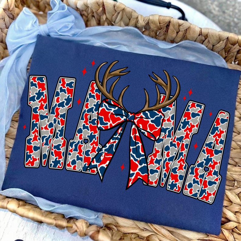 Image of USA 250 Patriotic Mama PNG Bundle, Retro Red White Blue Camo Sublimation, American Flag 4th of July Design, Deer Hunting Nana Gigi Mimi PNG
