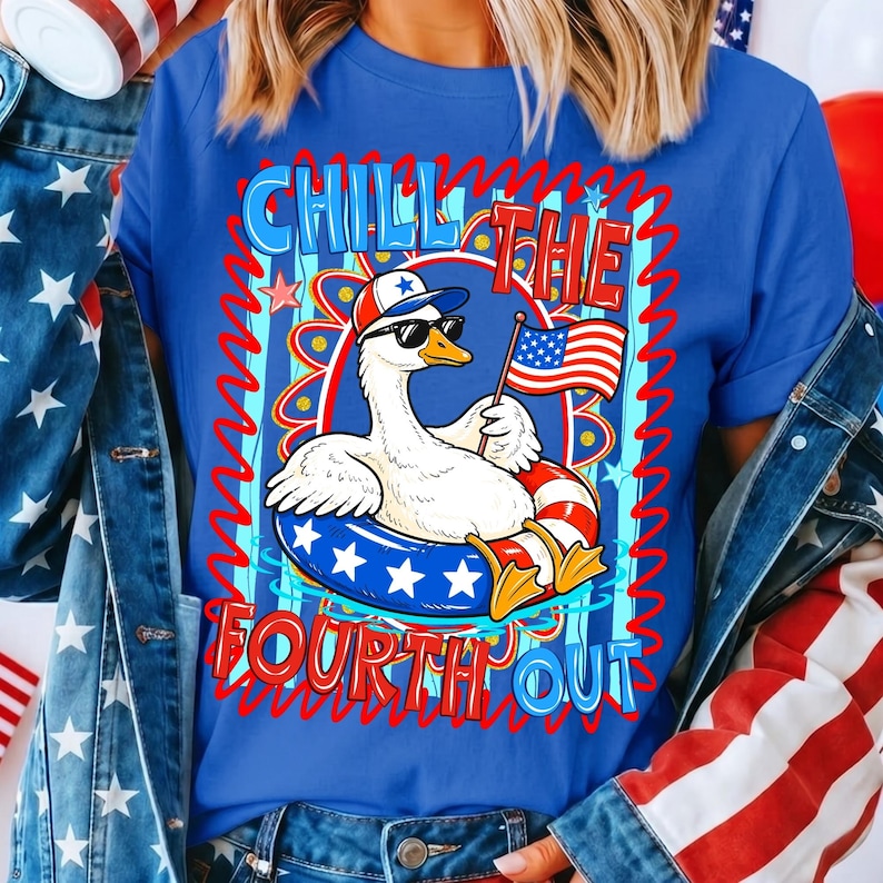 4th of July Patriotic Goose Sublimation Design on Apparel Mockup
