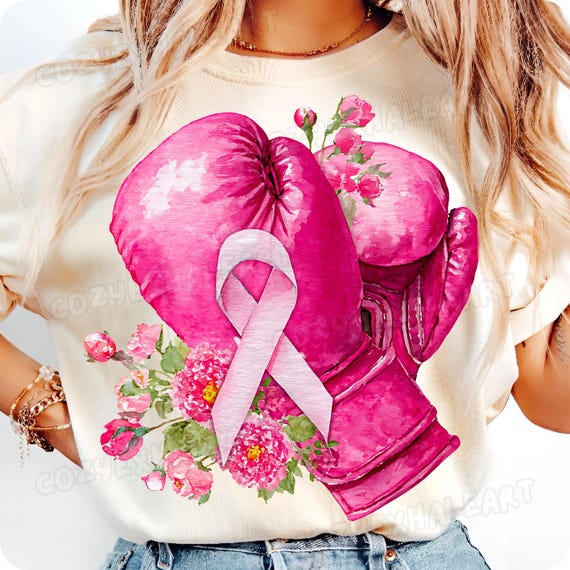 Breast Cancer Awareness PNG: Boxing Gloves & Bow - Pink Out Design (Digital Download