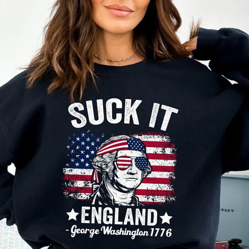 Celebrate Independence Day with this hilarious Suck It England PNG! Featuring George Washington and a bold patriotic message, this design is perfect for 4th of July shirts, party gear, or sublimation projects. Whether it’s for a funny, tongue-in-cheek celebration or a bold statement of American pride, this high-quality PNG is ready for instant download. Create playful and patriotic designs that make your 4th of July unforgettable