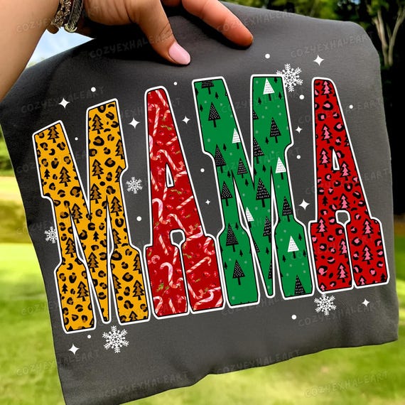 Christmas MAMA Leopard Print PNG: Candy Cane Tree (Digital Download