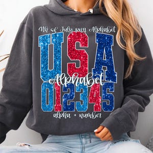 4th of july png, patriotic alphabet, usa alphabet png, glitter letters, varsity font png, sublimation design, independence day, red white blue, patriotic numbers, doodle letters, usa clipart, alpha pack, dtf transfers