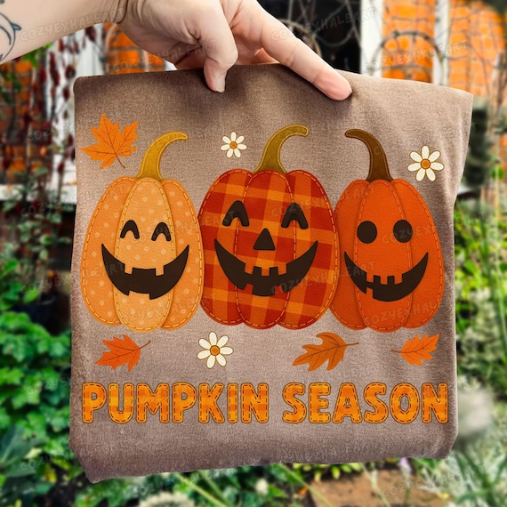 Preppy Floral Plaid Pumpkin Patchwork PNG: Autumn Digital Design Download for Fall Crafts