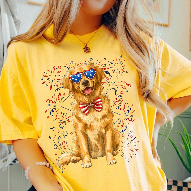 Image of Patriotic Dog PNG Bundle 4th of July USA Dog Design Goldendoodle Bulldog Dachshund Golden Retriever Labrador Shepherd Stars Stripes Digital