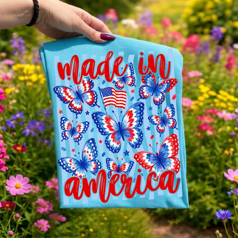 God Bless America Preppy Butterfly DTF Shirt Design