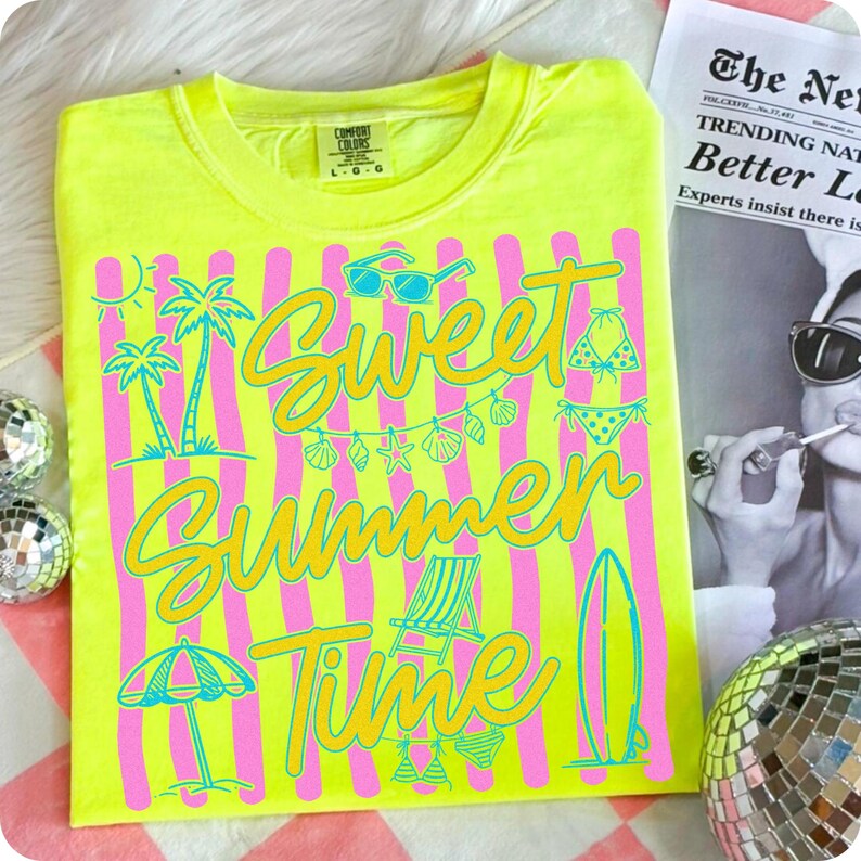 Preppy Coastal Summer Girly Tee Design Mockup
