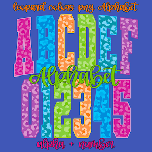 Preppy Neon Leopard Alphabet PNG Bundle Varsity Letters and Numbers Sublimation Design Sports Game Day College Font Alpha Pack Digital