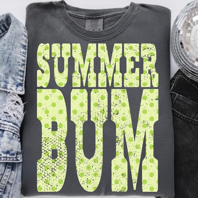 Mockup of 'Summer Bum' PNG design on a white t-shirt, perfect for beach life