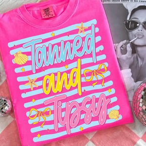 Tanned And Tipsy PNG Summer Drink Quote PNG Beach Party Design PNG Digital Download Tropical Vacation Sublimation Design DTF Shirt Graphics