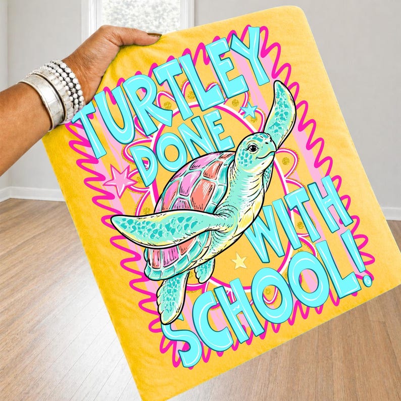 Retro Preppy Sea Turtle Last Day of School Sublimation File