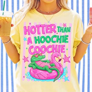 hoochie coochie png, summer gator png, alligator floatie, southern summer, preppy summer png, retro summer png, funny gator png, pool day png, sublimation design, dtf transfer design, 90s country music, beach vibe png, vacation life png