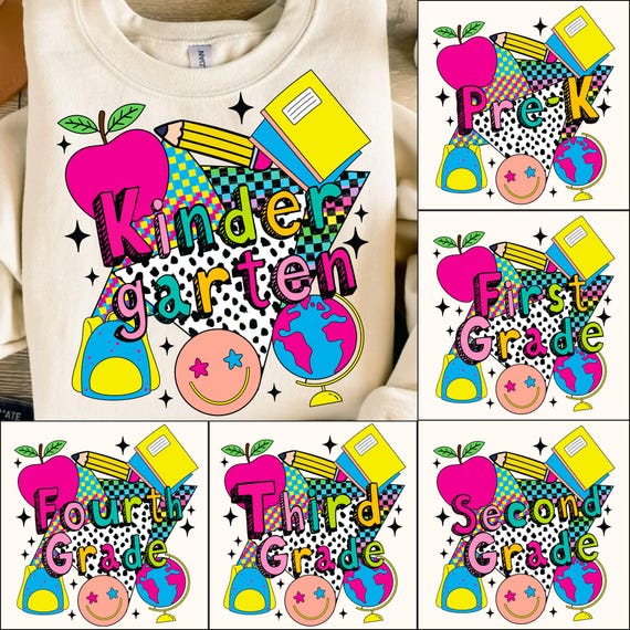 Retro Back to School PNG Bundle: Teacher & K-3 Designs (Digital Download)