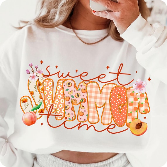 Preppy Summer Mama PNG: Peach Bow Shirt Design (Digital Download)