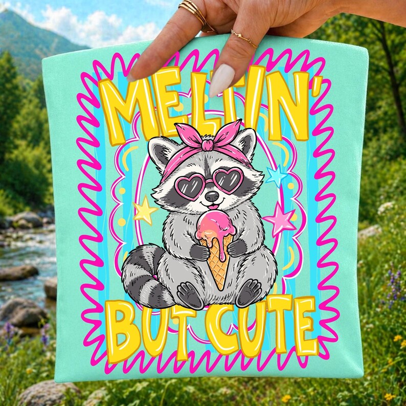 Funny Summer Raccoon Sublimation T-Shirt Mockup