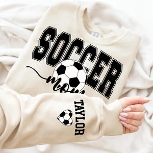 Personalized Soccer Mom PNG, Custom Name on Sleeve, Soccer Mama Design, Fall Season Gift, Gameday Shirt, Mother’s Day Soccer Gift PNG.
