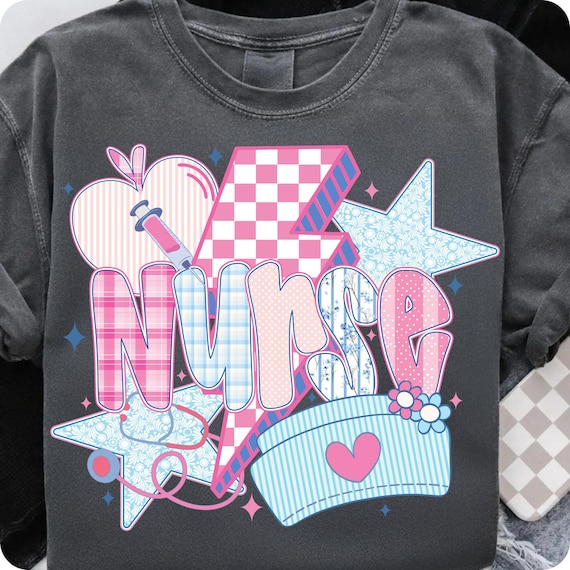 Retro Coquette Nurse Design: Preppy Floral Stethoscope Sublimation PNG for Healthcare Shirts