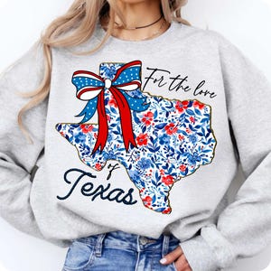 Floral Texas Map Coquette PNG, 4th of July, Texas Brushstroke, Patriotic USA, America Coquette, Retro Texas Bow, Independence Day Sublimation