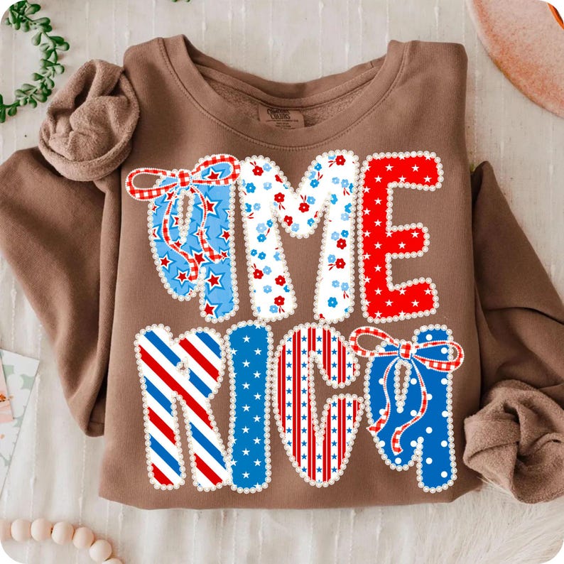 Coquette Floral America Glitter PNG, Preppy 1776 USA, 4th of July Stars Stripe, Girly Patriotic Sublimation Design, Retro Memorial Day