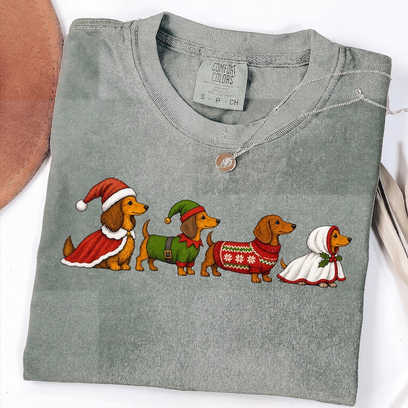 High-Resolution Christmas Dachshund Sublimation Design Mockup