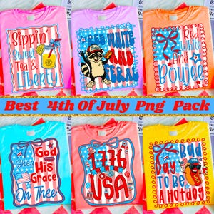 Sippin’ Sweet Tea and Liberty PNG Bundle, Retro 4th of July Sublimation, Patriotic Boho Floral Designs, Independence Day USA Clipart