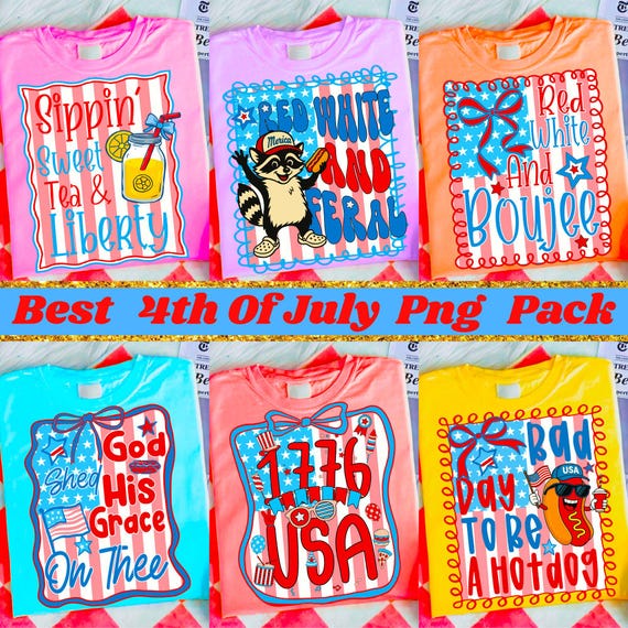 Sippin’ Sweet Tea and Liberty PNG Bundle, Retro 4th of July Sublimation, Patriotic Boho Floral Designs, Independence Day USA Clipart