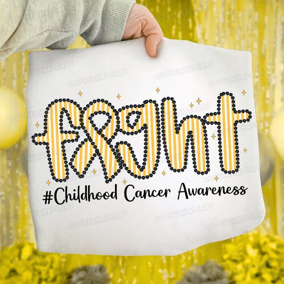 Seersucker Gold Ribbon Childhood Cancer Awareness Sublimation PNG | September Fight Digital Design Download