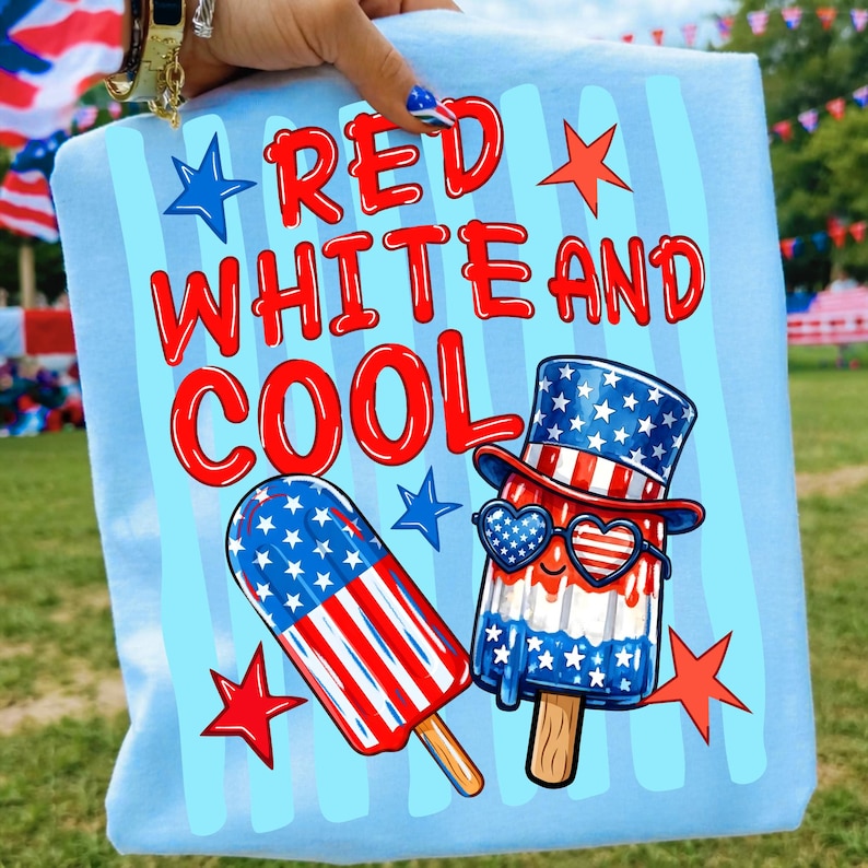 Cute Patriotic Popsicle Sublimation Design on Kids T-Shirt Mockup